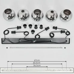 Suspension Verre Fumé-hofstein Plafonnier Verre 20 cm Koyoto Chrome, Fumé, 5 lumières