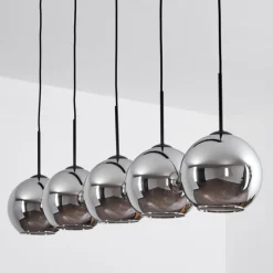 Suspension Verre Fumé-hofstein Plafonnier Verre 20 cm Koyoto Chrome, Fumé, 5 lumières