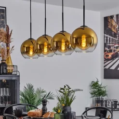 hofstein Plafonnier Verre 20 cm Koyoto Or, Clair, 4 lumières