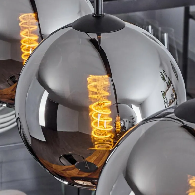 Suspension Verre Fumé-hofstein Plafonnier Verre 20 cm Koyoto Chrome, Fumé, 4 lumières