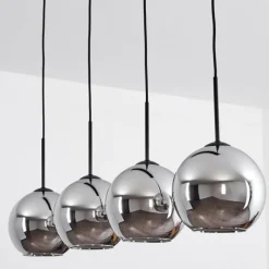 Suspension Verre Fumé-hofstein Plafonnier Verre 20 cm Koyoto Chrome, Fumé, 4 lumières