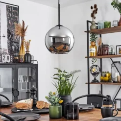 Suspension Verre Fumé-hofstein Plafonnier Verre 20 cm Koyoto Chrome, Fumé, 1 lumière