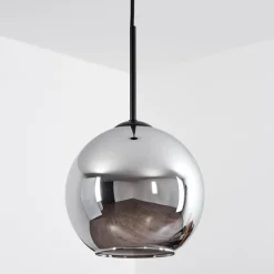 Suspension Verre Fumé-hofstein Plafonnier Verre 20 cm Koyoto Chrome, Fumé, 1 lumière