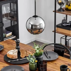 Suspension Verre Fumé-hofstein Plafonnier Verre 20 cm Koyoto Chrome, Fumé, 1 lumière