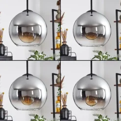 Suspension Verre Fumé-hofstein Plafonnier Verre 20 cm Koyoto Chrome, Clair, Fumé, 1 lumière