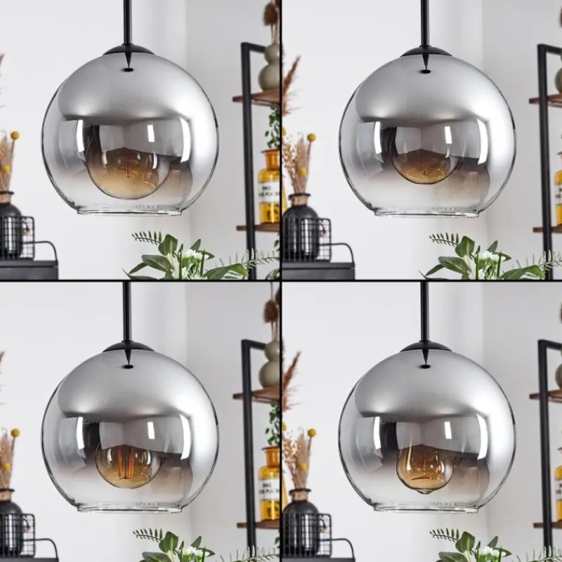 Suspension Verre Fumé-hofstein Plafonnier Verre 20 cm Koyoto Chrome, Clair, Fumé, 1 lumière