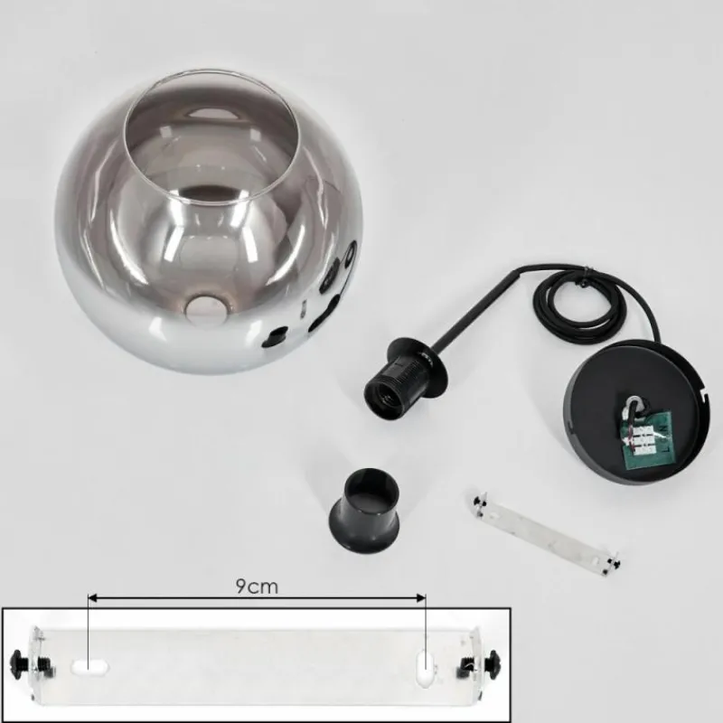 Suspension Verre Fumé-hofstein Plafonnier Verre 20 cm Koyoto Chrome, Clair, Fumé, 1 lumière