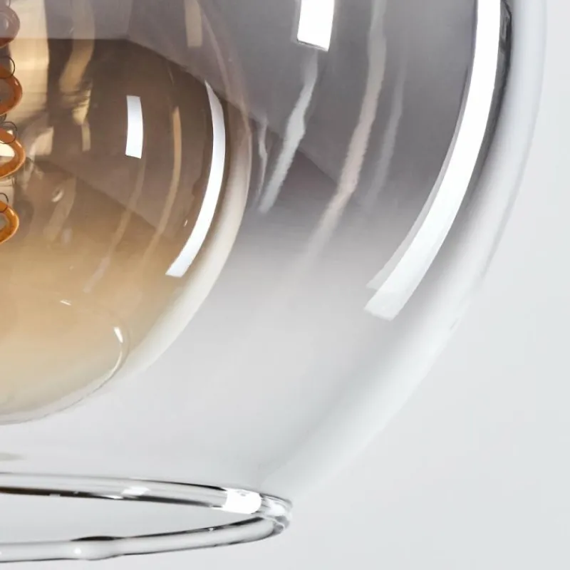 Suspension Verre Fumé-hofstein Plafonnier Verre 20 cm Koyoto Chrome, Clair, Fumé, 1 lumière