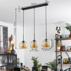 hofstein Plafonnier Verre 20 cm Koyoto Ambre, 3 lumières