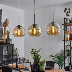 hofstein Plafonnier Verre 20 cm Koyoto Ambre, 3 lumières