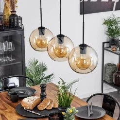 hofstein Plafonnier Verre 20 cm Koyoto Ambre, 3 lumières