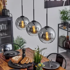 Suspension Verre Fumé-hofstein Plafonnier Verre 20 cm Koyoto Clair, Fumé, 3 lumières