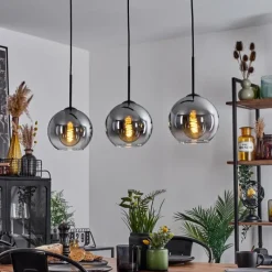 Suspension Verre Fumé-hofstein Plafonnier Verre 20 cm Koyoto Clair, Fumé, 3 lumières