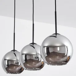 Suspension Verre Fumé-hofstein Plafonnier Verre 20 cm Koyoto Chrome, Fumé, 3 lumières