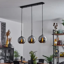 Suspension Verre Fumé-hofstein Plafonnier Verre 20 cm Koyoto Chrome, Fumé, 3 lumières