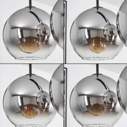 Suspension Verre Fumé-hofstein Plafonnier Verre 20 cm Koyoto Chrome, Clair, Fumé, 3 lumières