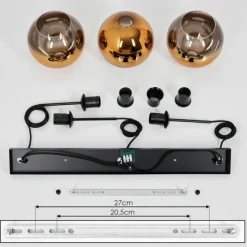 hofstein Plafonnier Verre 20 cm Koyoto Or, Clair, 3 lumières