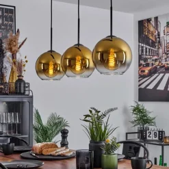 hofstein Plafonnier Verre 20 cm Koyoto Or, Clair, 3 lumières