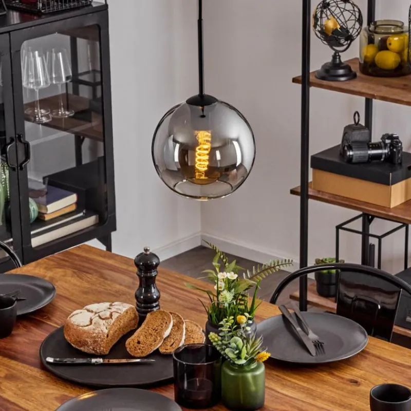 Suspension Verre Fumé-hofstein Plafonnier Verre 20 cm Koyoto Clair, Fumé, 1 lumière