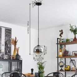 Suspension Verre Fumé-hofstein Plafonnier Verre 20 cm Koyoto Clair, Fumé, 1 lumière