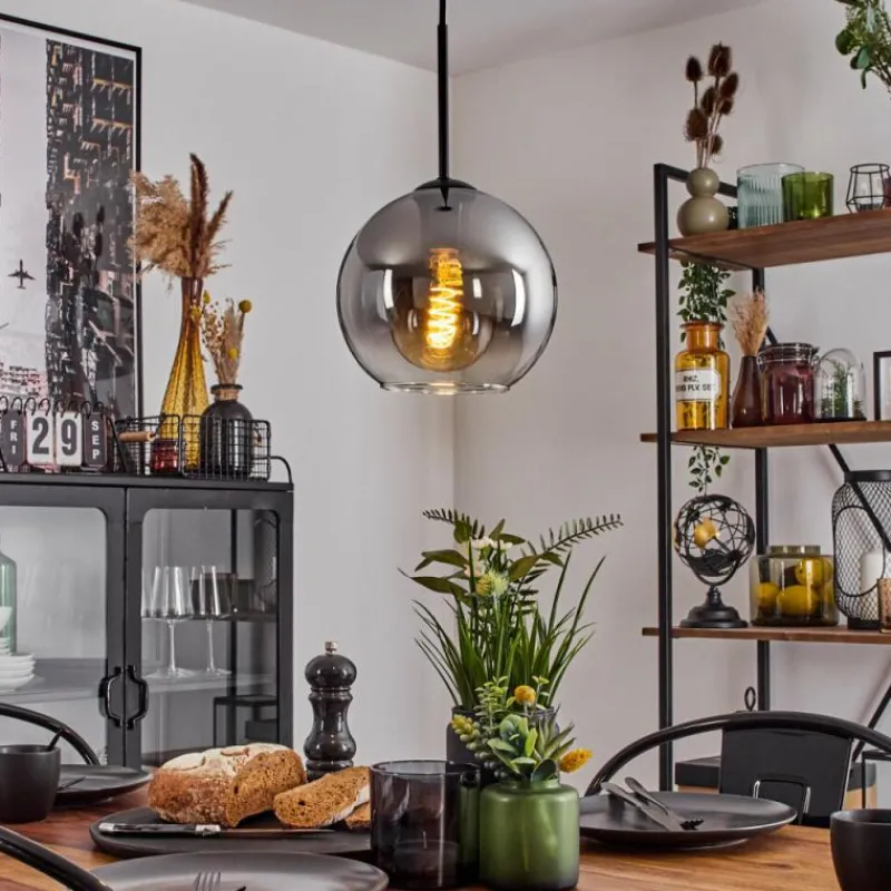 Suspension Verre Fumé-hofstein Plafonnier Verre 20 cm Koyoto Clair, Fumé, 1 lumière