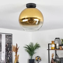 hofstein Plafonnier Verre 30 cm Koyoto Or, Clair, 1 lumière