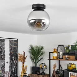 Suspension Verre Fumé-hofstein Plafonnier Verre 20 cm Koyoto Chrome, Clair, Fumé, 1 lumière