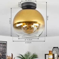 hofstein Plafonnier Verre 25 cm Koyoto Or, Clair, 1 lumière