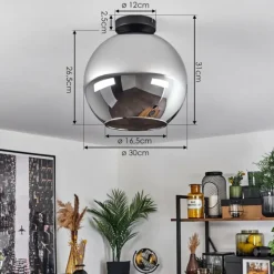 Suspension Verre Fumé-hofstein Plafonnier Verre 30 cm Koyoto Chrome, Fumé, 1 lumière