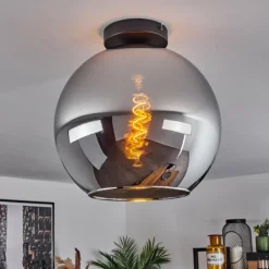 Suspension Verre Fumé-hofstein Plafonnier Verre 30 cm Koyoto Chrome, Fumé, 1 lumière