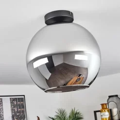 Suspension Verre Fumé-hofstein Plafonnier Verre 30 cm Koyoto Chrome, Fumé, 1 lumière