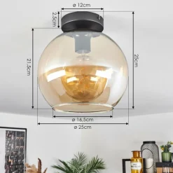 hofstein Plafonnier Verre 25 cm Koyoto Ambre, 1 lumière