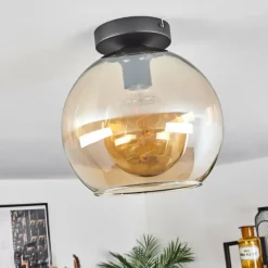 hofstein Plafonnier Verre 25 cm Koyoto Ambre, 1 lumière