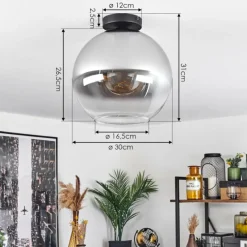 Suspension Verre Fumé-hofstein Plafonnier Verre 30 cm Koyoto Clair, Fumé, 1 lumière