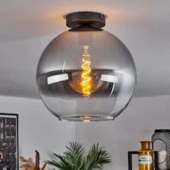 Suspension Verre Fumé-hofstein Plafonnier Verre 30 cm Koyoto Clair, Fumé, 1 lumière