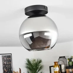 Suspension Verre Fumé-hofstein Plafonnier Verre 20 cm Koyoto Chrome, Fumé, 1 lumière