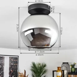 Suspension Verre Fumé-hofstein Plafonnier Verre 20 cm Koyoto Chrome, Fumé, 1 lumière