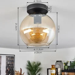 hofstein Plafonnier Verre 20 cm Koyoto Ambre, 1 lumière