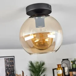 hofstein Plafonnier Verre 20 cm Koyoto Ambre, 1 lumière