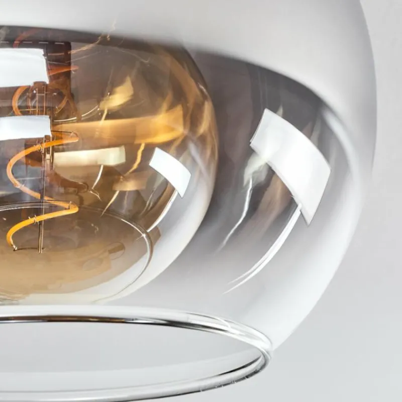 Suspension Verre Fumé-hofstein Plafonnier Verre 25 cm Koyoto Chrome, Clair, Fumé, 1 lumière