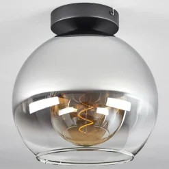 Suspension Verre Fumé-hofstein Plafonnier Verre 25 cm Koyoto Chrome, Clair, Fumé, 1 lumière