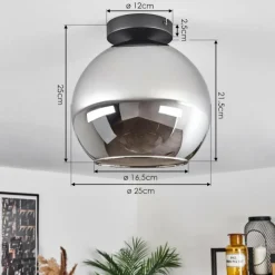 Suspension Verre Fumé-hofstein Plafonnier Verre 25 cm Koyoto Chrome, Fumé, 1 lumière