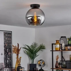 Suspension Verre Fumé-hofstein Plafonnier Verre 25 cm Koyoto Chrome, Fumé, 1 lumière