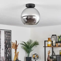 Suspension Verre Fumé-hofstein Plafonnier Verre 25 cm Koyoto Chrome, Fumé, 1 lumière