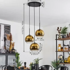 hofstein Plafonnier Verre 20 cm Koyoto Or, Clair, 3 lumières