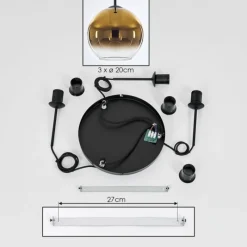 hofstein Plafonnier Verre 20 cm Koyoto Or, Clair, 3 lumières