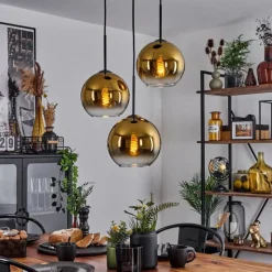 hofstein Plafonnier Verre 20 cm Koyoto Or, Clair, 3 lumières