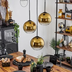 hofstein Plafonnier Verre 20 cm Koyoto Or, Clair, 3 lumières