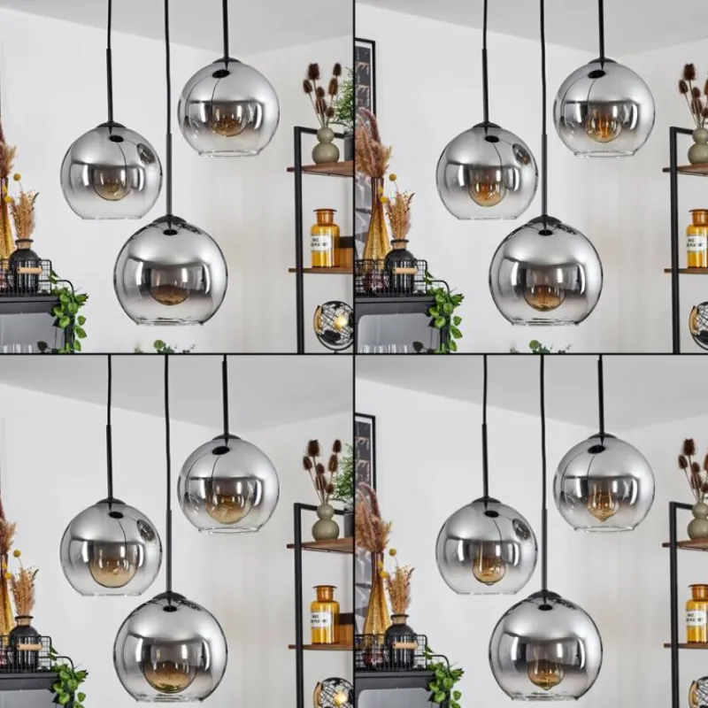 Suspension Verre Fumé-hofstein Plafonnier Verre 20 cm Koyoto Clair, Fumé, 3 lumières