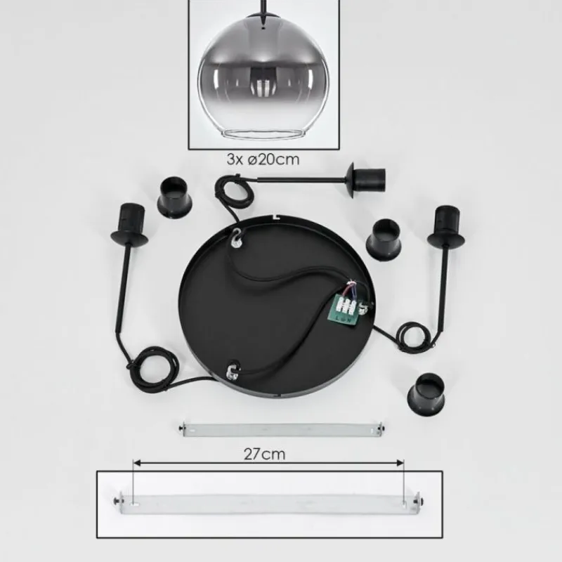 Suspension Verre Fumé-hofstein Plafonnier Verre 20 cm Koyoto Clair, Fumé, 3 lumières